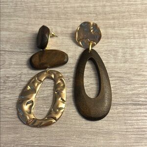 Gold and Brown Statement Earrings